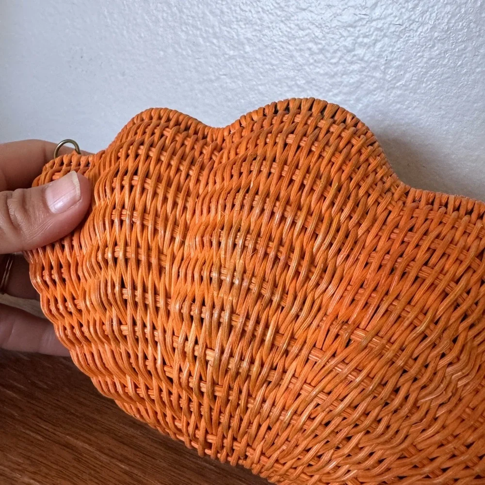 KAYU Jane Clam Clutch Burnt Orange Wicker